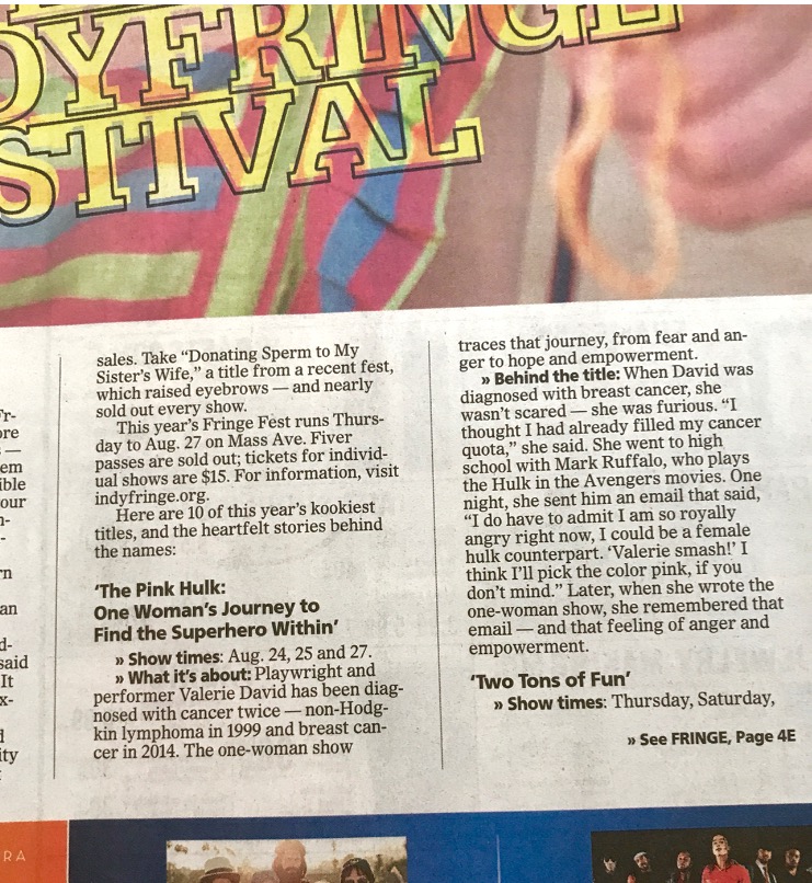 Valerie David Pink Hulk Breast Cancer Survivor