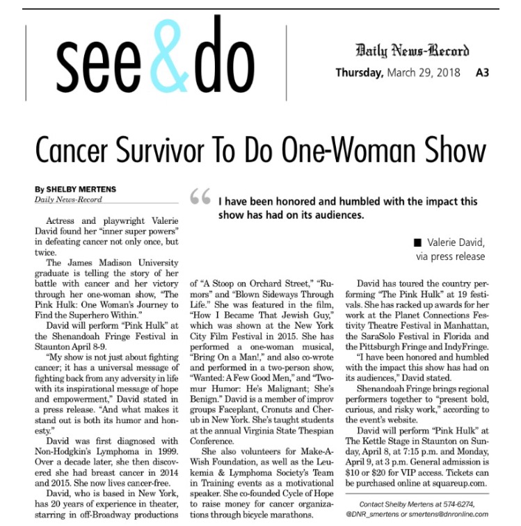 Valerie David Pink Hulk Breast Cancer Survivor